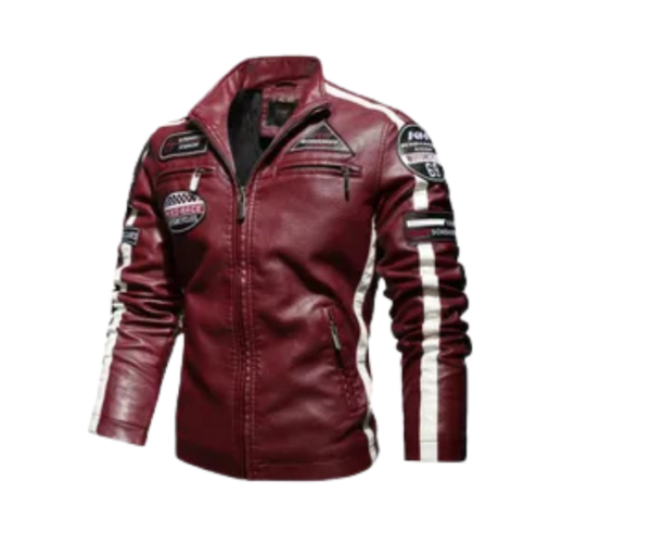 Chaqueta Roja Estilo Motociclista