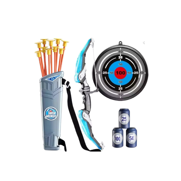 Set de arco con flechas de ventosa y diana para niños