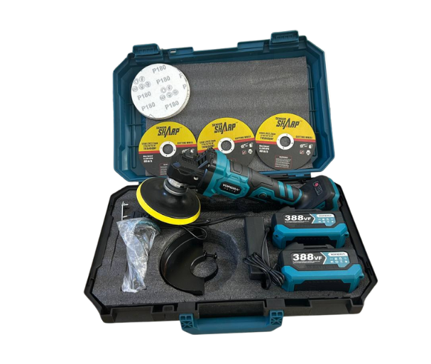 Radial Pulidora y Lijadora (Incluye 2 baterías, cargador y accesorios)